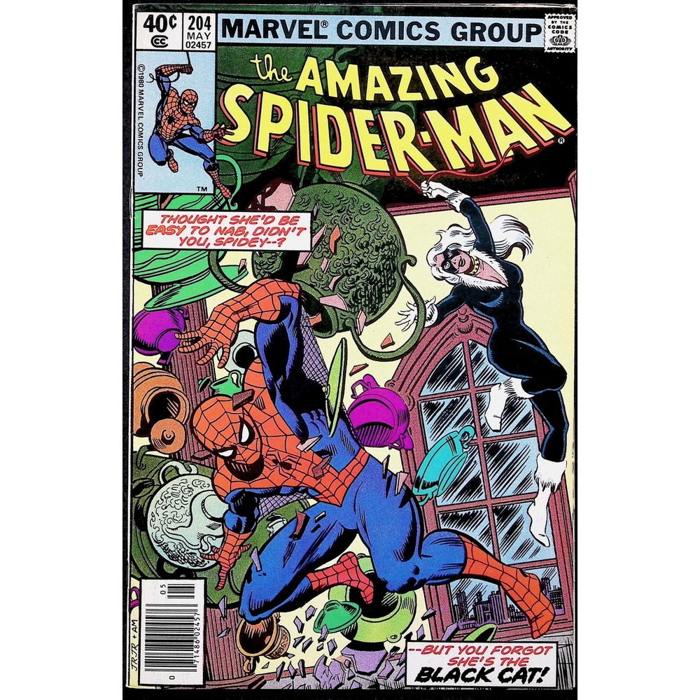 Amazing Spider-Man #204 Newsstand 3rd Black Cat Marvel comic book 1980